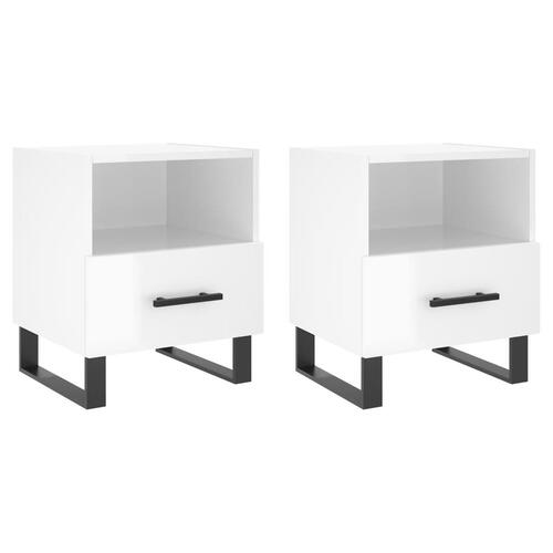 Sengeborde 2 stk. 40x35x47,5 cm konstrueret træ hvid højglans