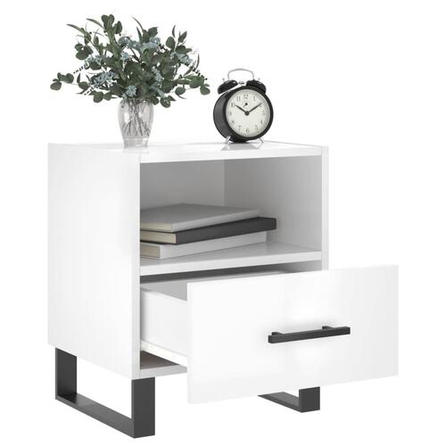 Sengeborde 2 stk. 40x35x47,5 cm konstrueret træ hvid højglans