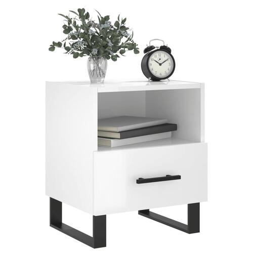 Sengeborde 2 stk. 40x35x47,5 cm konstrueret træ hvid højglans