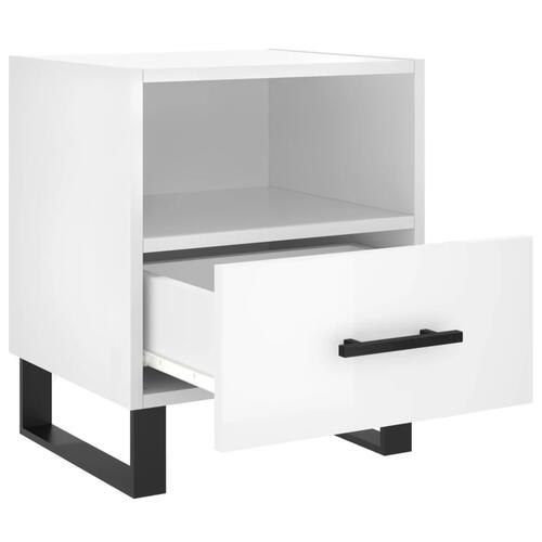 Sengeborde 2 stk. 40x35x47,5 cm konstrueret træ hvid højglans