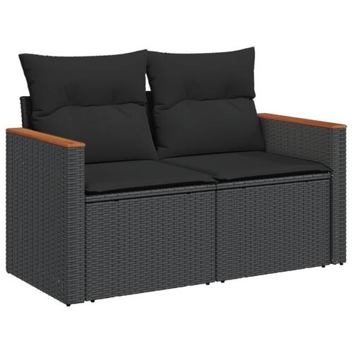 Sofasæt til haven 4 dele med hynder polyrattan sort