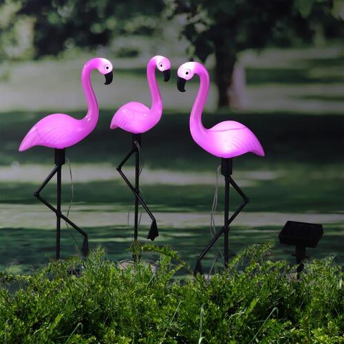 soldrevet havelampe Flamingo 3 stk.