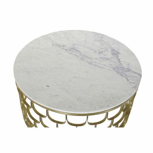 Sofabord 81 x 81 x 42 cm Gylden Hvid Plastik Marmor Jern