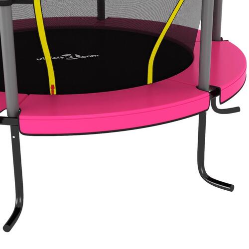 Trampolinsæt med sikkerhedsnet 140x160 cm rund lyserød
