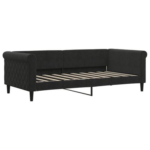Daybed med udtræk og skuffer 90x190 cm velour sort