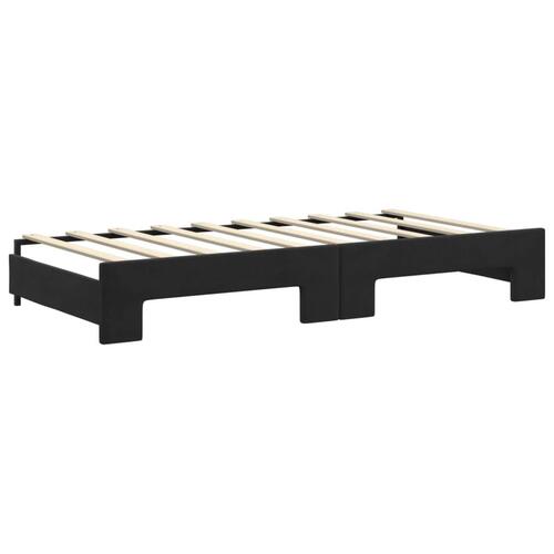 Daybed med udtræk og skuffer 90x190 cm velour sort