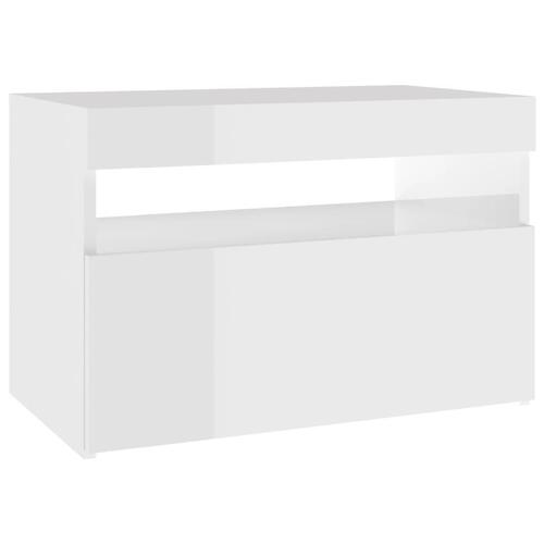 Sengebord med LED-lys 2 stk. 60x35x40 cm hvid højglans