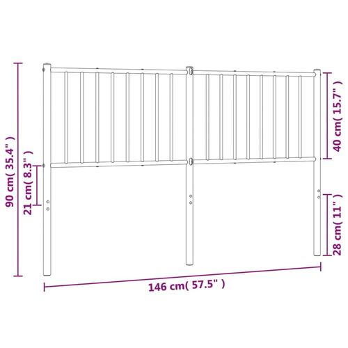 Sengegavl 140 cm metal hvid