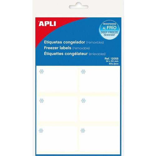 Etiketter Apli Hvid Fryser 10 Ark 34 x 53 mm (10 enheder)