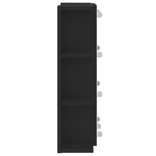 Spejlskab med LED-lys 70x16,5x60 cm sort