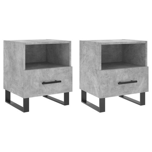 Sengeborde 2 stk. 40x35x47,5 cm konstrueret træ betongrå