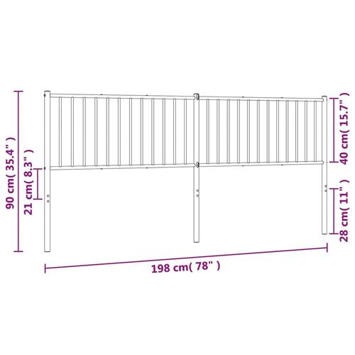Sengegavl 193 cm metal hvid