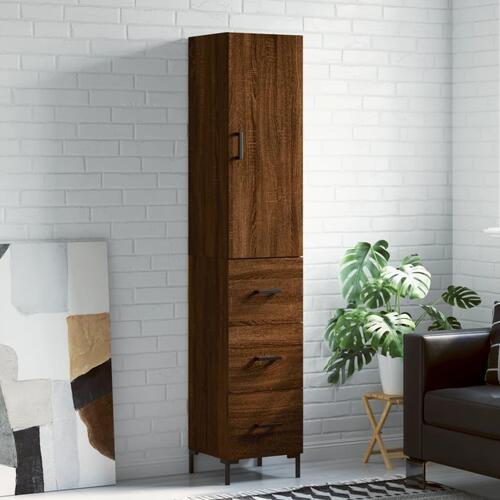 Skab 34,5x34x180 cm konstrueret træ brun egetræsfarve
