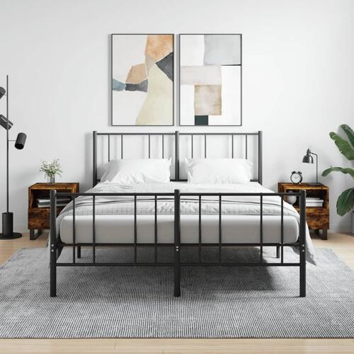 Sengeborde 2 stk. 40x35x47,5 cm konstrueret træ røget egetræ