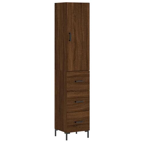 Skab 34,5x34x180 cm konstrueret træ brun egetræsfarve
