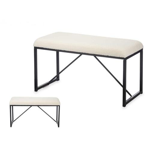 Bænk Hvid Metal Klæde 81 x 42 x 38 cm
