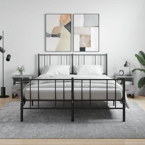 Sengeborde 2 stk. 40x35x47,5 cm konstrueret træ grå sonoma-eg