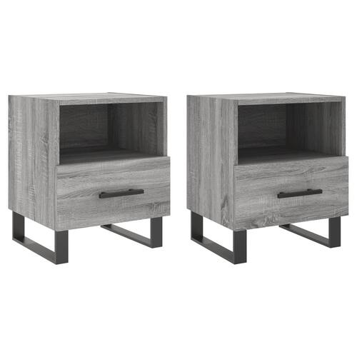 Sengeborde 2 stk. 40x35x47,5 cm konstrueret træ grå sonoma-eg