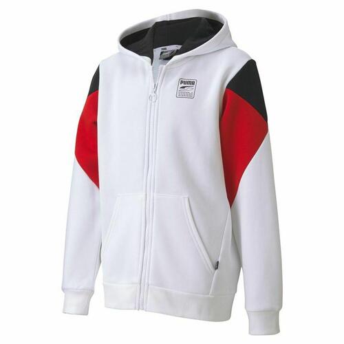 Sportsjakke til børn Rebel Puma Block Full-Zip Hoodie Hvid 16 år