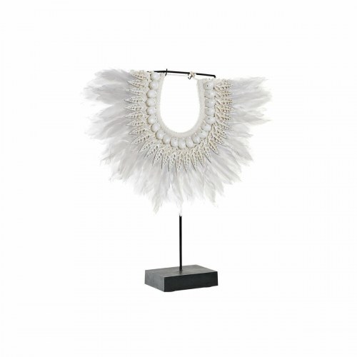 Dekorativ figur - jern, fjer og muslinger 42 × 9,5 × 44 cm (Sort/Beige)