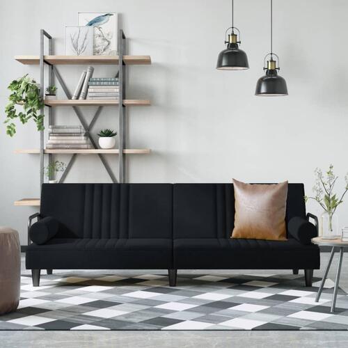 Sovesofa med armlæn velour sort