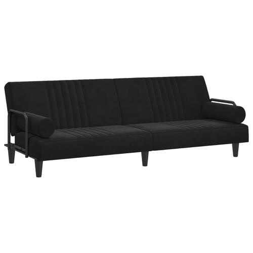 Sovesofa med armlæn velour sort