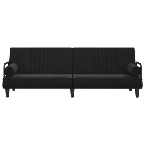 Sovesofa med armlæn velour sort