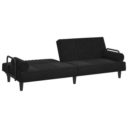 Sovesofa med armlæn velour sort
