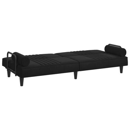 Sovesofa med armlæn velour sort
