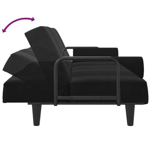 Sovesofa med armlæn velour sort