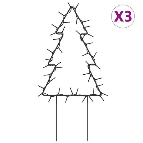 Juledekoration med jordspyd juletræsform 3 stk. 50 LED'er 30 cm