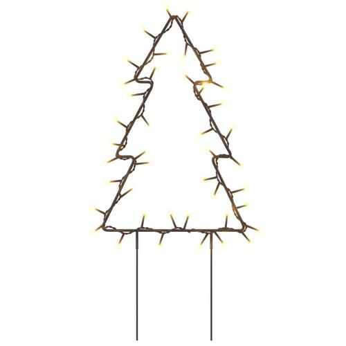 Juledekoration med jordspyd juletræsform 3 stk. 50 LED'er 30 cm