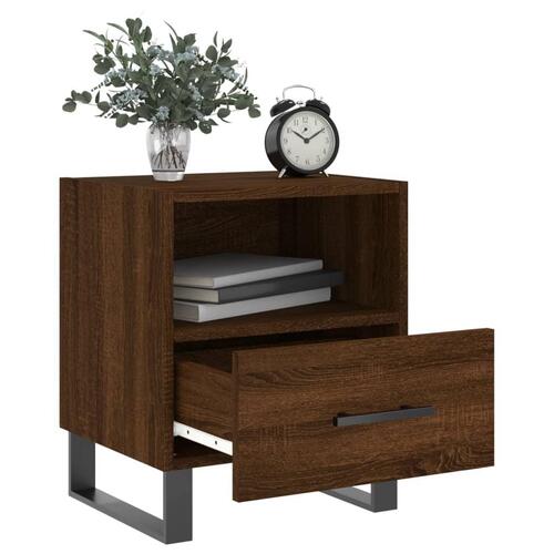 Sengeborde 2 stk. 40x35x47,5 cm konstrueret træ brunt egetræ
