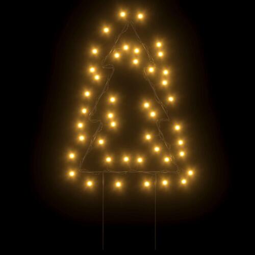 Juledekoration med jordspyd juletræsform 3 stk. 50 LED'er 30 cm