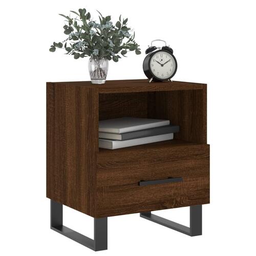 Sengeborde 2 stk. 40x35x47,5 cm konstrueret træ brunt egetræ