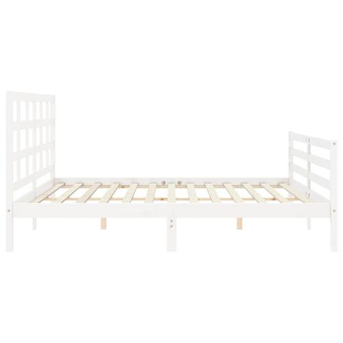 Sengeramme med sengegavl Super King Size massivt træ hvid
