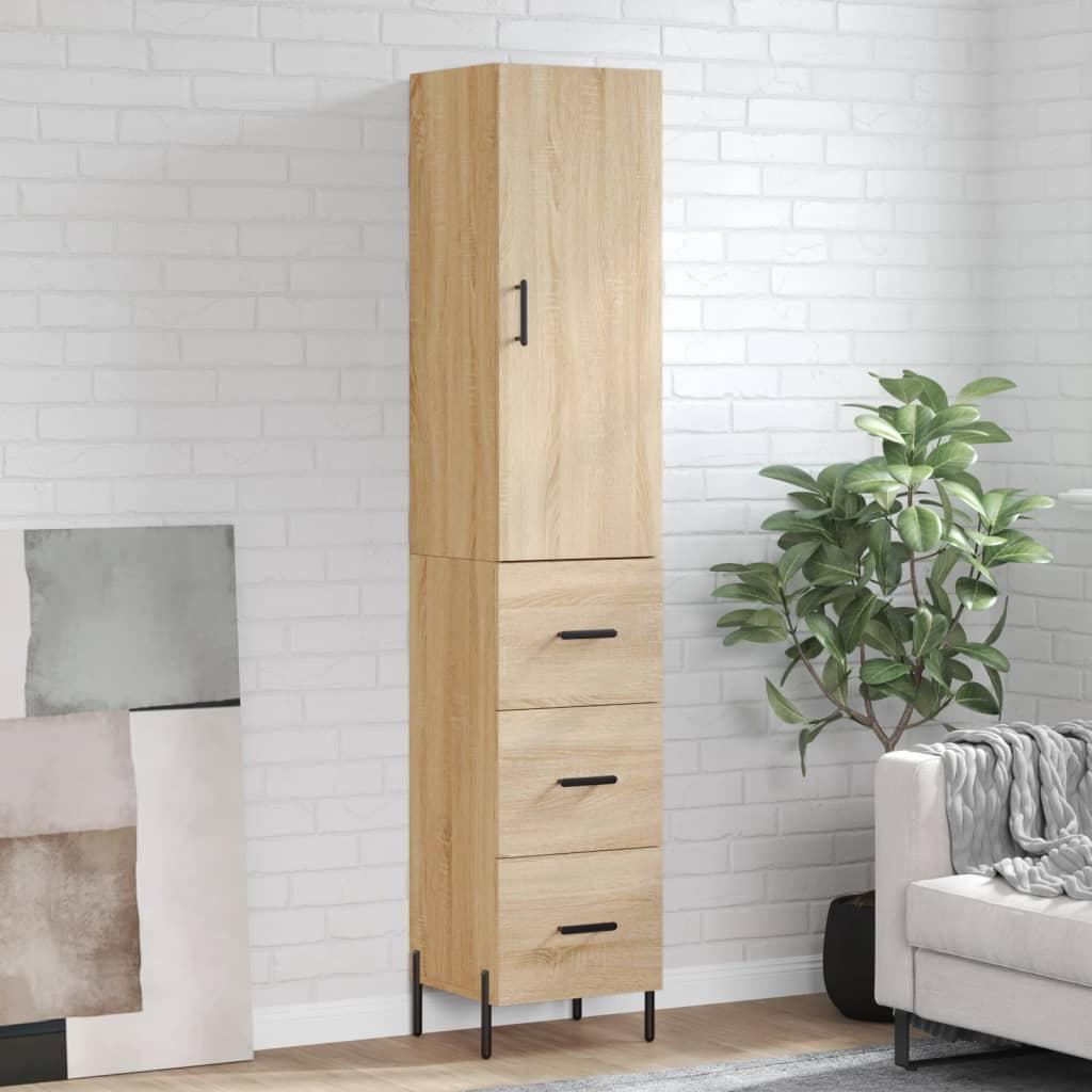 Skab 34,5x34x180 cm konstrueret træ sonoma-eg
