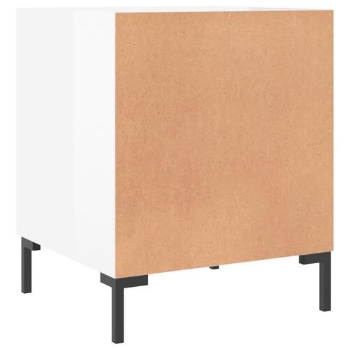 Sengebord 40x40x50 cm konstrueret træ hvid højglans