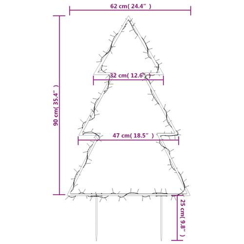 Juledekoration med jordspyd juletræsfigur 115 LED'er 90 cm