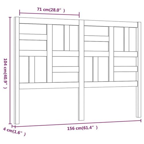 Sengegærde 156x4x104 cm massivt fyrretræ