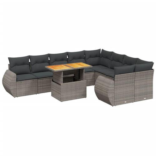 Sofasæt til haven 10 dele med hynder polyrattan grå