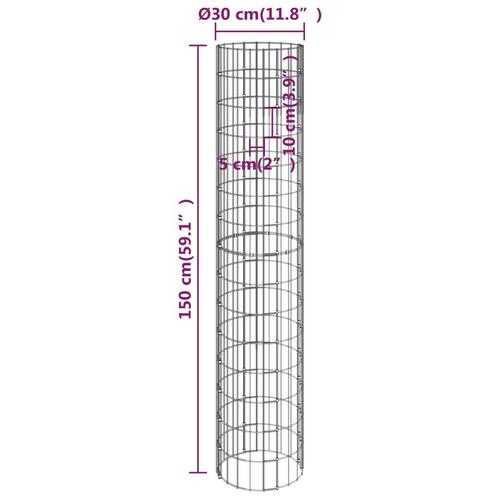 Gabionsøjle Ø30x150 cm galvaniseret stål rund