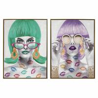 Maleri 60 x 3,5 x 80 cm Fashion Girls (2 enheder)