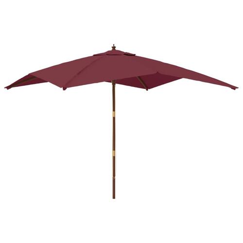 Haveparasol med træstang 300x300x273 cm bordeauxfarvet
