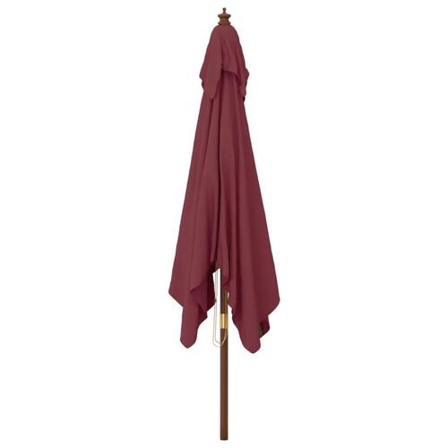 Haveparasol med træstang 300x300x273 cm bordeauxfarvet