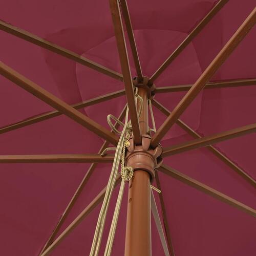 Haveparasol med træstang 300x300x273 cm bordeauxfarvet