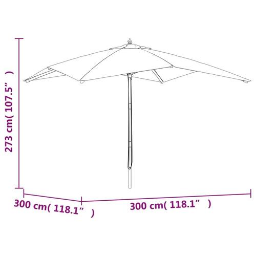 Haveparasol med træstang 300x300x273 cm bordeauxfarvet
