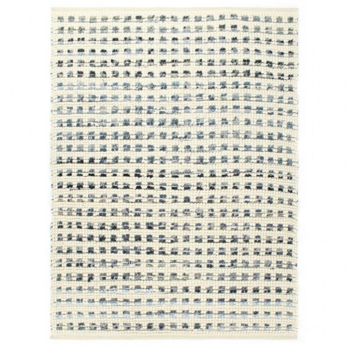 Gulvtæppe 160 x 230 cm denim og uld blå/hvid