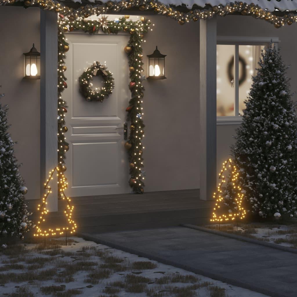 Juledekoration med jordspyd juletræsfigur 80 LED'er 60 cm