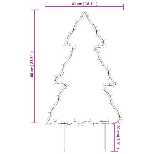 Juledekoration med jordspyd juletræsfigur 80 LED'er 60 cm